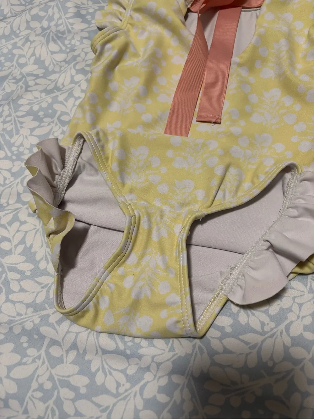 Kids Yellow Floral Ruffle One-Piece Swimsuit